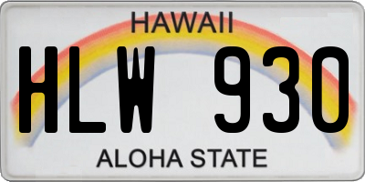HI license plate HLW930