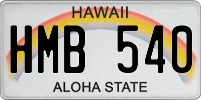 HI license plate HMB540