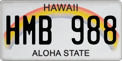 HI license plate HMB988