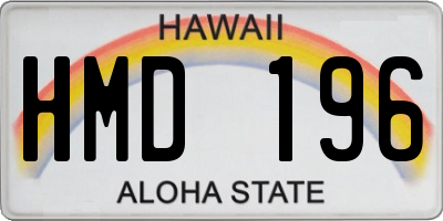 HI license plate HMD196