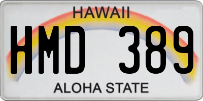 HI license plate HMD389