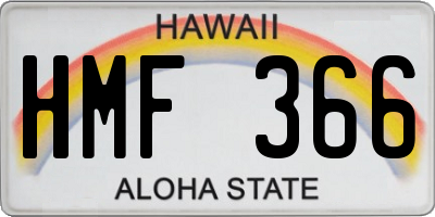 HI license plate HMF366