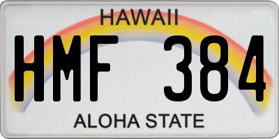 HI license plate HMF384