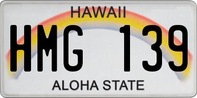 HI license plate HMG139
