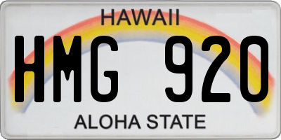 HI license plate HMG920