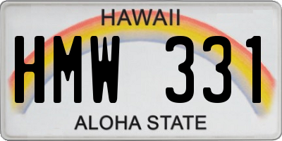 HI license plate HMW331