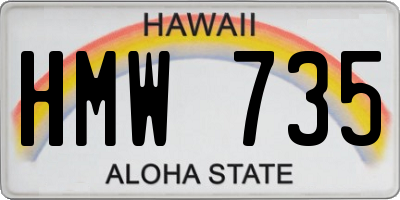 HI license plate HMW735