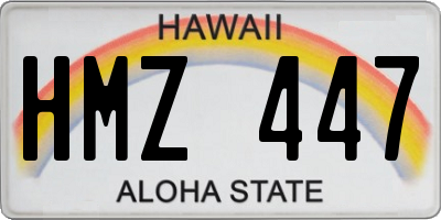HI license plate HMZ447
