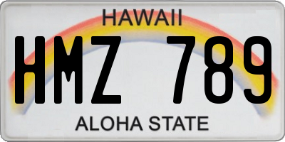 HI license plate HMZ789