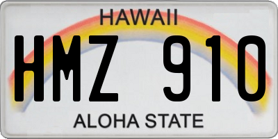 HI license plate HMZ910