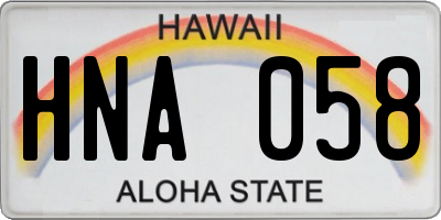 HI license plate HNA058