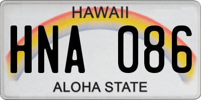 HI license plate HNA086