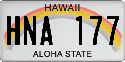 HI license plate HNA177