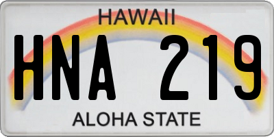 HI license plate HNA219
