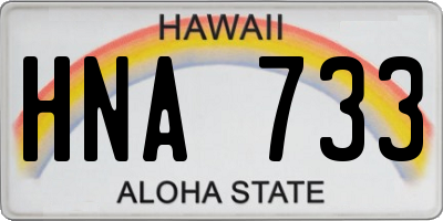 HI license plate HNA733