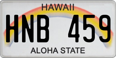 HI license plate HNB459
