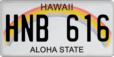 HI license plate HNB616