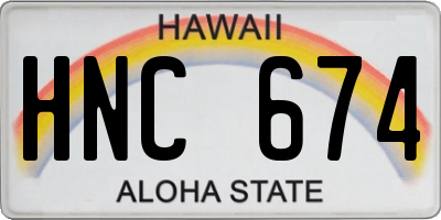 HI license plate HNC674
