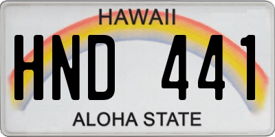 HI license plate HND441