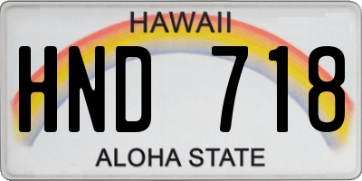 HI license plate HND718