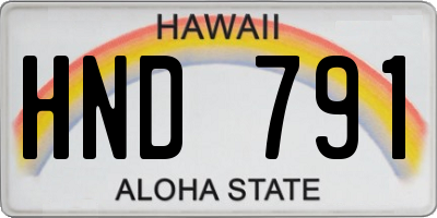 HI license plate HND791