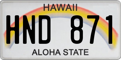 HI license plate HND871