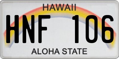 HI license plate HNF106