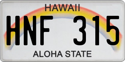 HI license plate HNF315
