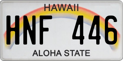 HI license plate HNF446