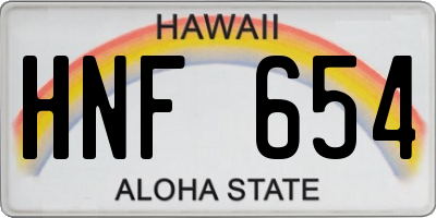 HI license plate HNF654