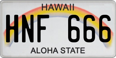 HI license plate HNF666