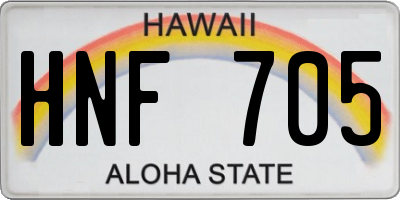 HI license plate HNF705