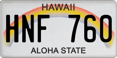 HI license plate HNF760