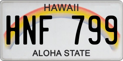 HI license plate HNF799