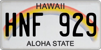 HI license plate HNF929