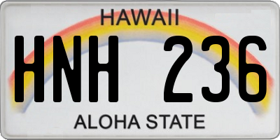HI license plate HNH236