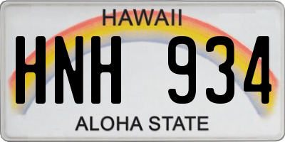 HI license plate HNH934