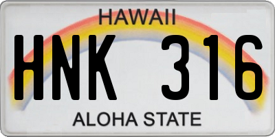 HI license plate HNK316