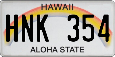 HI license plate HNK354