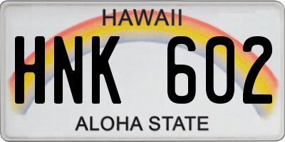 HI license plate HNK602