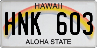 HI license plate HNK603