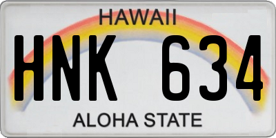 HI license plate HNK634
