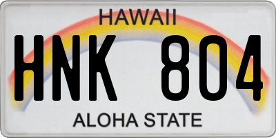 HI license plate HNK804