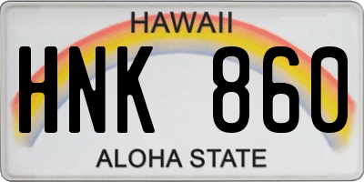 HI license plate HNK860