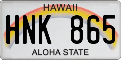 HI license plate HNK865
