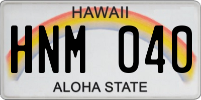 HI license plate HNM040