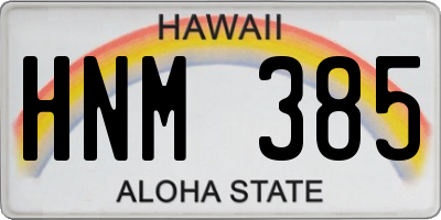HI license plate HNM385