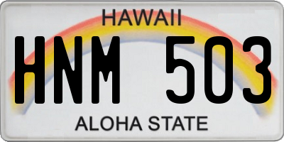HI license plate HNM503