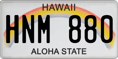 HI license plate HNM880