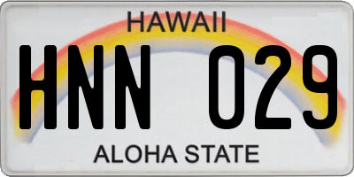 HI license plate HNN029